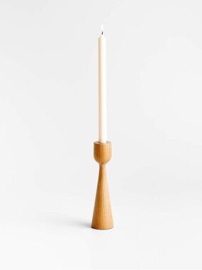 New! Crate&Barrel The Big Candlestick by Molly Baz in Natural AshWood 9”